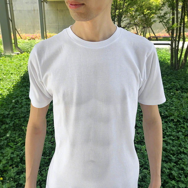 #自欺欺人的T恤# 日本ekoDworks推出的新款T恤，只要穿上就会有种隐隐约约透出八块腹肌或绝佳美乳的感觉
