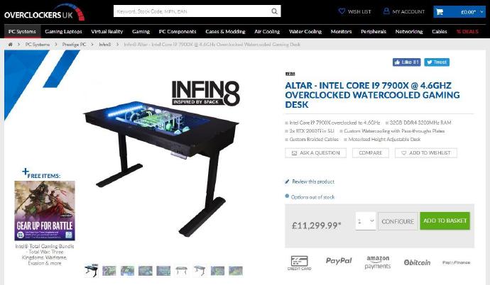 感受下价值10万元的水冷式游戏PC桌。