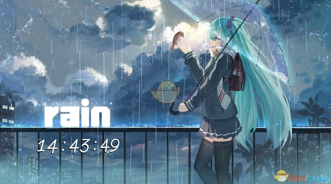 《Wallpaper Engine》初音雨天可互动记时动态壁纸百度云下载