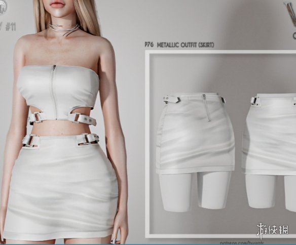 《模拟人生4》性感白色无吊带抹胸短裙MOD电脑版下载