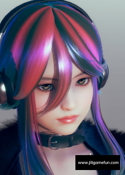 《AI少女》紫色长发红色挑染时尚黑衣御姐MOD电脑版下载
