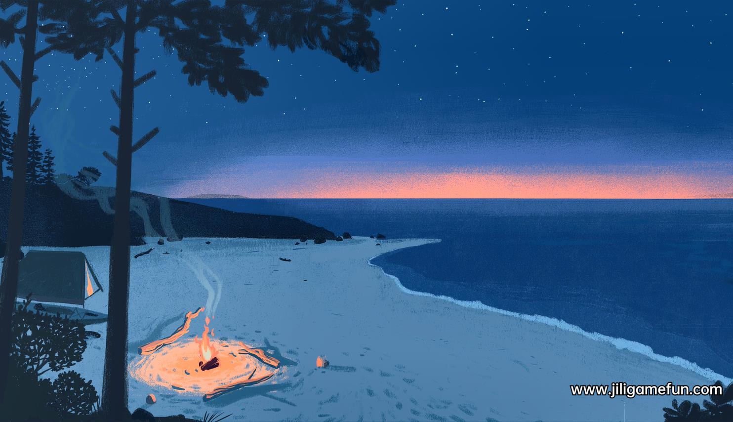Wallpaper Engine 海滩的篝火与潮汐 动态壁纸电脑版下载