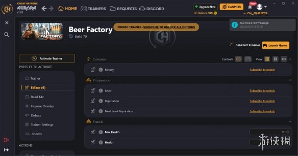 《啤酒工厂》八项修改器[CHEATHAPPENS]电脑版下载