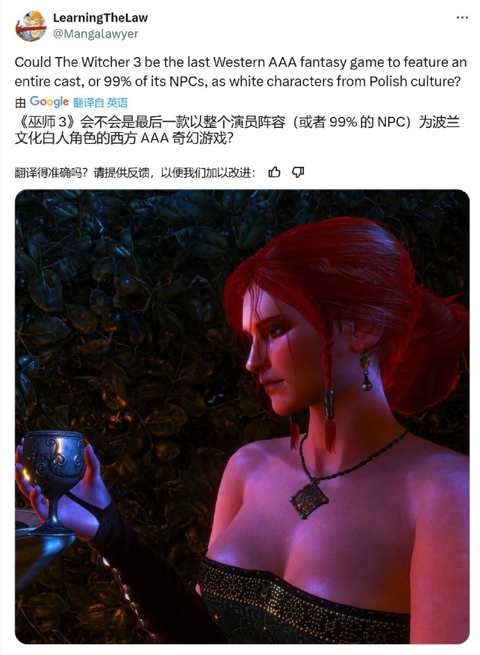 玩家热议:《巫师3》或是最后的全白人西幻3A游戏？