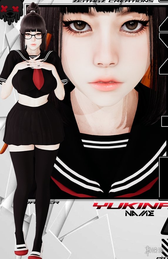 《AI少女》高马尾黑色露脐水手服眼镜娘MOD电脑版下载